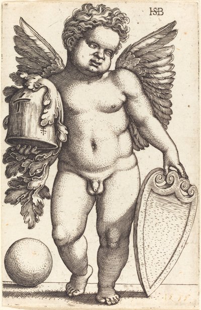 Mužský génius držící erb od Sebald Beham