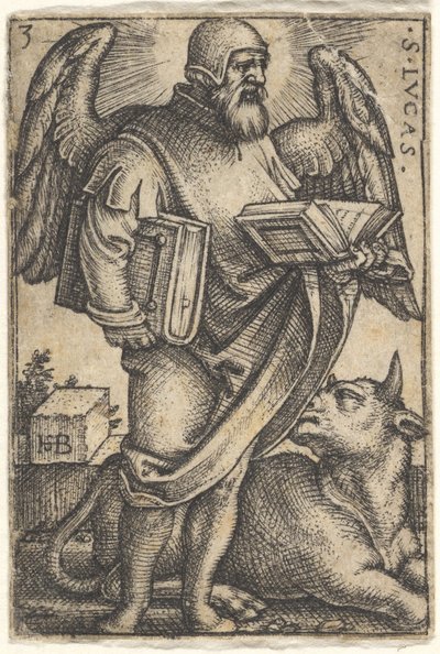 Deska 3: Svatý Lukáš s hlavou otočenou z profilu doprava, v každé ruce kniha, b..., 1541. od Sebald Beham