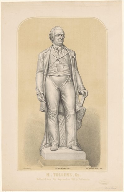 Socha Hendrika Tollense H. Tollenz, Cz, Odhaleno 24. září 1860 v Rotterdamu (titul na předmětu) od Sebastiaan Theodorus Voorn Boers