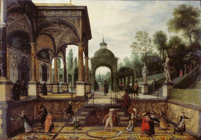 Italská zahrada s galerií a postavami, první třetina 17. století. od Sebastiaen Vrancx