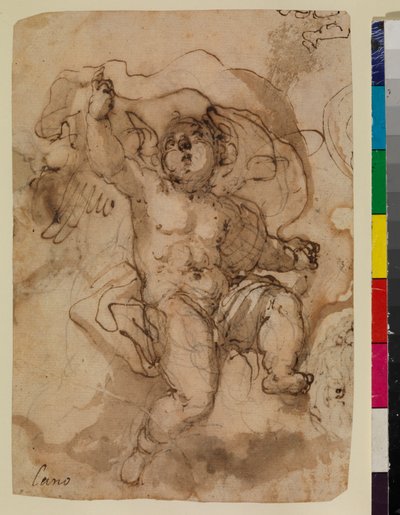 Putto on cloud (recto) od Sebastian (attr.to) Munoz