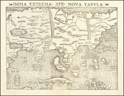 Mapa Asie z roku 1542, Sebastian Münster od Sebastian Munster