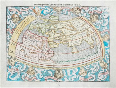 Ptolemaiovská mapa světa z roku 1550, Sebastian Münster od Sebastian Munster