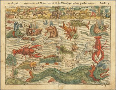 Vydání mapy mořských příšer Sebastiana Münstera z roku 1570 od Sebastian Munster