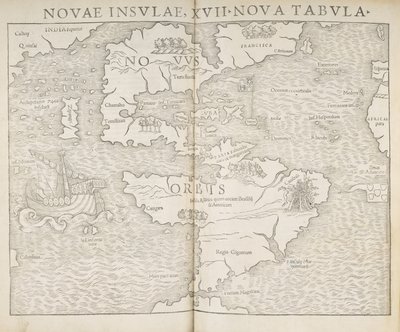 Mapa Severní Ameriky, Nové ostrovy, 17 nových map, Sebastian Munster od Sebastian Munster