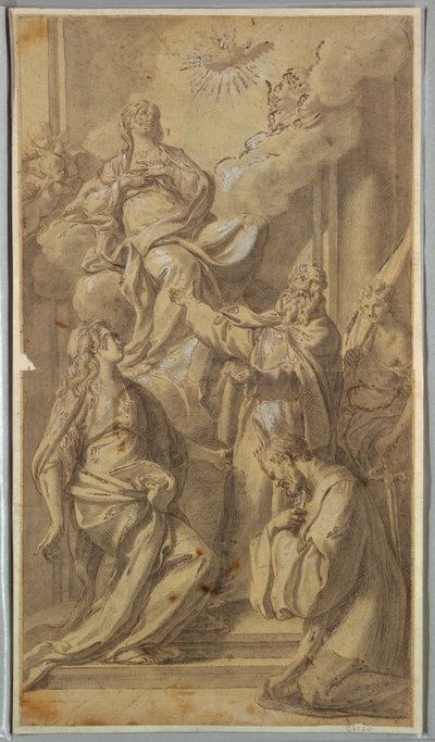 Kresba, Madona se svatými, asi 1730 od Sebastiano Conca