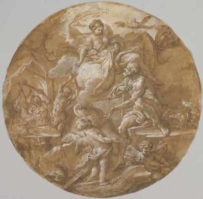 Venus at Forge of Vulcan recto, Skicy with Two Putti verso, ca. 1716-18. od Sebastiano Conca