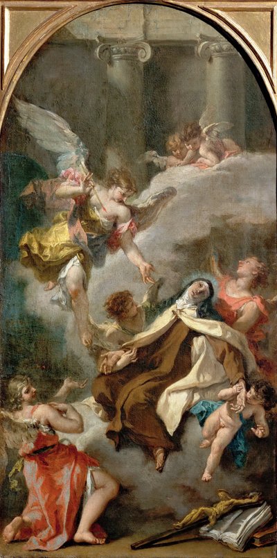 Vize svaté Terezie z Avily (1515-1582) - Sebastiano Ricci (1659-1734). Olej na plátně, kolem roku 1728. Rozměry: 71,5x37 cm. Uměleckohistorické muzeum, Vídeň od Sebastiano Ricci