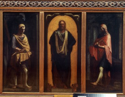 Kristus se dvěma svatými. Obraz Sebastiano del Piombo (1485-1547). Olej na plátně. Benátské umění, renesance. Oblastní galerie umění, Tambov od Sebastiano del (c.1485 1547) Piombo