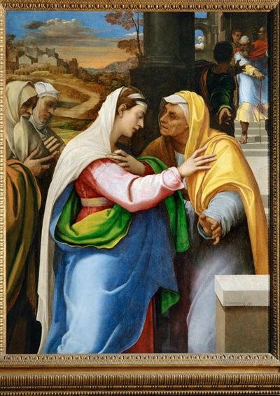 La visitation - navštívení, Panna Maria navštěvuje svatou Alžbětu... od Sebastiano del (c.1485 1547) Piombo