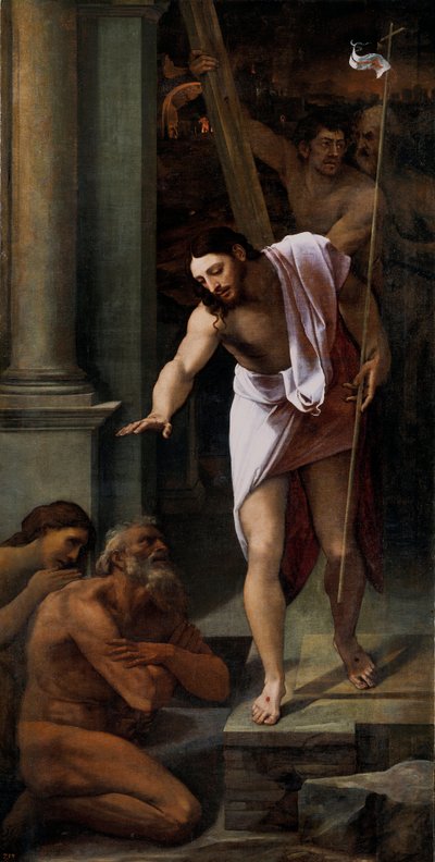 "" Christ aux limbes "" (Kristus v limbu) Obraz Sebastiano del Piombo (1485-1547) 1516 Rozměr 226x114 cm Muzeum Prado, Madrid od Sebastiano del (c.1485 1547) Piombo