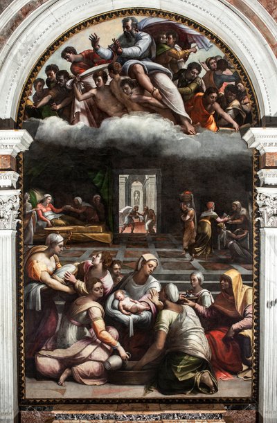 Narození panny (malba od Sebastiano del (c.1485 1547) Piombo