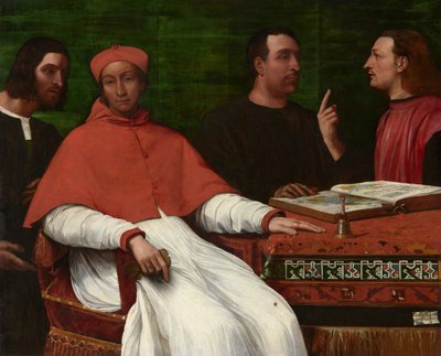 Kardinál Bandinello Sauli, jeho sekretář a dva geografové od Sebastiano del Piombo