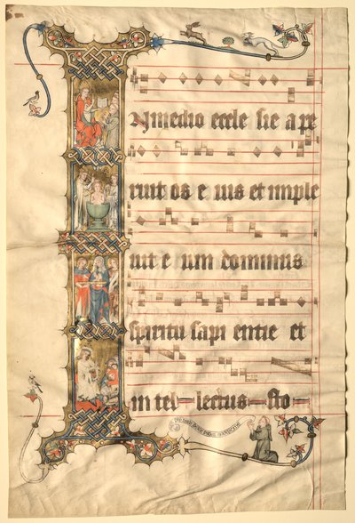 List z Wettingerova graduálu: Historická iniciála I..., c1330. od Second Master of the Wettinger Gradual