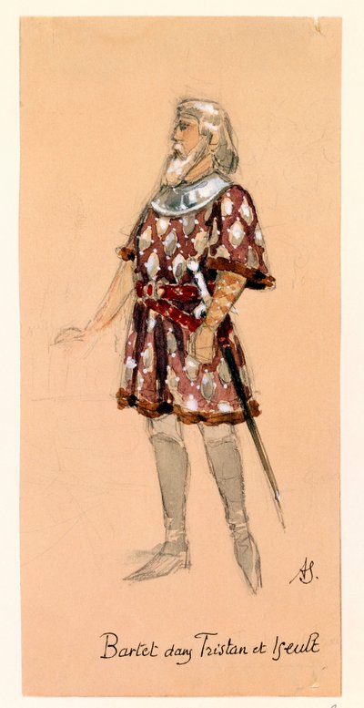 Francie, Paříž, kostýmní skica pro Kurwenal v Tristanovi a Isoldě od Richarda Wagnera pro představení v pařížském Palais Garnier od Segaud Segaud