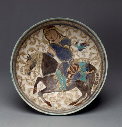 Mísa s princem na koni z Íránu (zdobená kamenná pasta) od Seljuq Dynasty Seljuq Dynasty