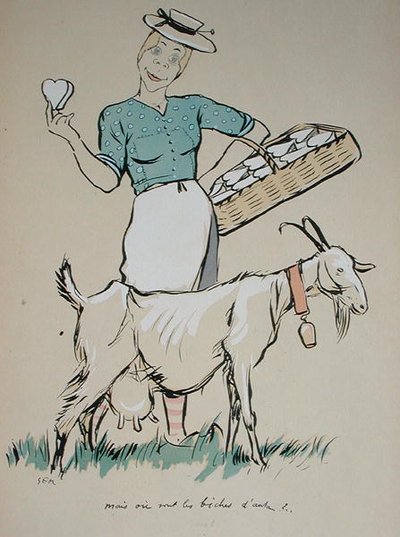 Sýrář a její koza, karikatura z 