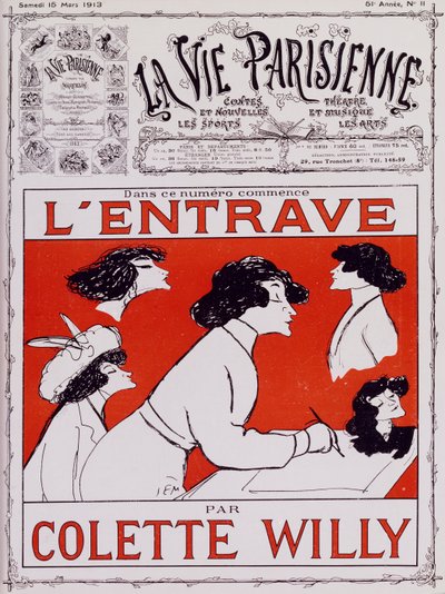 Karikatura Colette Willy, pseudonym Sidonie-Gabrielle Colette (1873-1954) od Sem