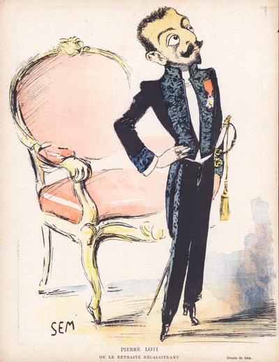 Pierre Loti , francouzský námořní důstojník a romanopisec (barevné litho) od Sem