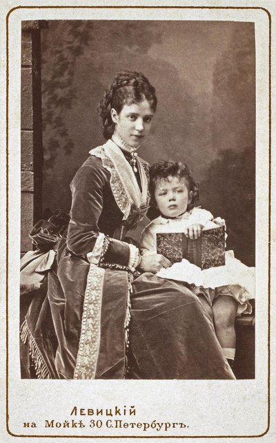 Císařovna Maria Fjodorovna Dagmar z Dánska 1847-1928 se synem Nicholasem Alexandrovičem z Ruska, od Sergei Lvovich Levitsky