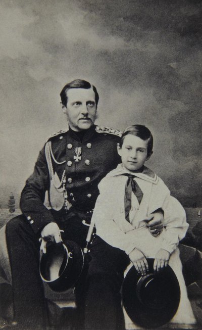 Portrét velkovévody Constantina Nikolajeviče Ruska 1827-1892 se synem Nicholasem Constantinovičem od Sergei Lvovich Levitsky