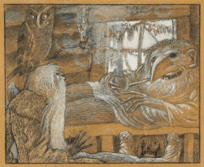 Rolník a domovoy, 1922. od Sergei Vasilevich Chekhonin