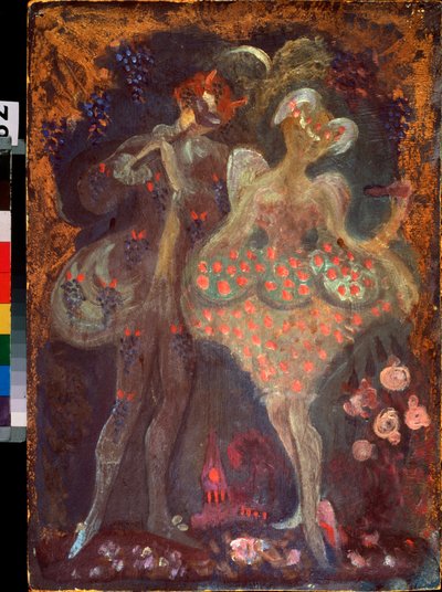 Amor a faun. Dílo Sergeje Jurijeviče Sudejkina (Serge Soudeikine) (1882-1946), tempera na kartonu. Ruské umění, začátek 20. století. Státní muzeum umění republiky Tatarstán, Kazaň (Rusko). od Sergei Yurevich Sudeikin