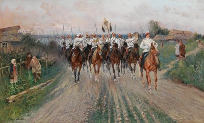 Vesnicí prochází kapela. od Sergey Semyonovich Voroshilov