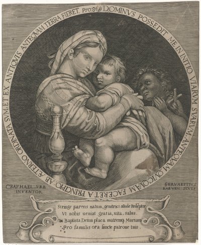 Madonna della sedia Marie s dítětem Krista a Jan Křtitel od Servatius Raeven