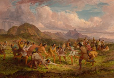 Hra s míčem mezi indiány Sioux, 1851. od Seth Eastman