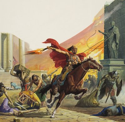Barbaři u brány (kvaš na papíře) od Severino Baraldi
