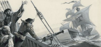 Ferdinand Magellan (1480-1521) o objevení Tichého oceánu (kvaš na papíře) od Severino Baraldi