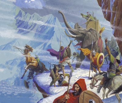 Hannibal (247-183 př. n. l.) přechází Alpy (kvaš na papíře) od Severino Baraldi