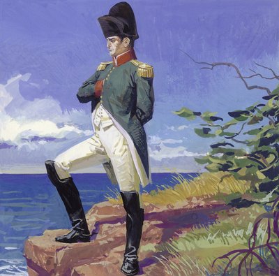 Napoleon ve vyhnanství na ostrově Svatá Helena (kvaš na papíře) od Severino Baraldi
