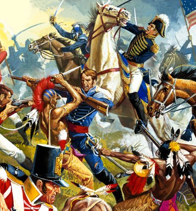 Indiáni vs. američtí vojáci (kvaš na papíře) od Severino Baraldi
