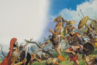 Bitva u Cannae v roce 216 př. n. l. (kvaš na papíře) od Severino Baraldi