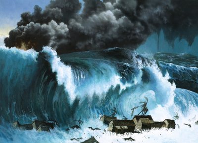 Tsunami po erupci sopky Krakatoa od Severino Baraldi