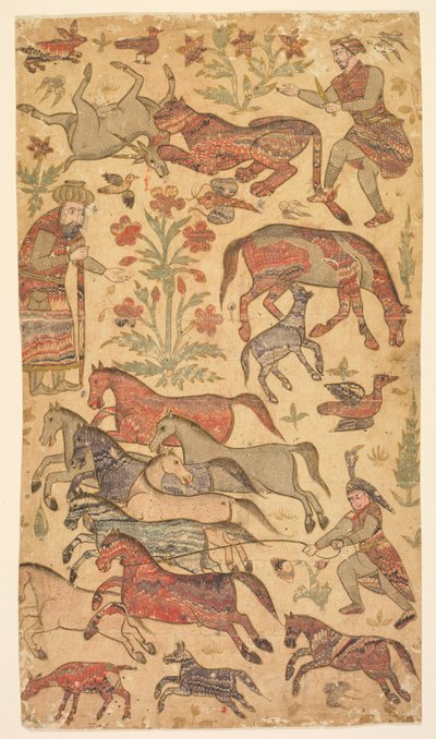 Mramorovaný obraz Rustama chytajícího Rakhshe, c. 1650. od Shafi
