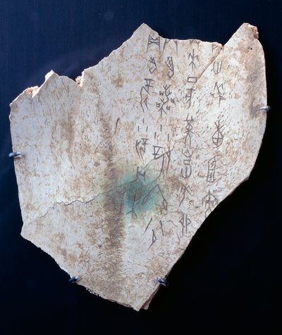 Piktogram na volské lopatce s rituálem k odvrácení nebezpečí (kost) od Shang Dynasty Chinese School
