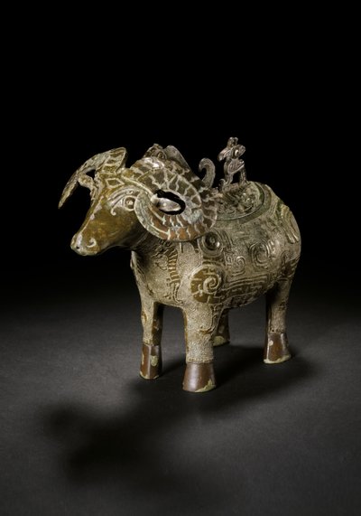 Rituální nádoba na víno ve tvaru berana, Gong, pozdní dynastie Shang (bronz) (viz také 3618607) od Shang Dynasty Chinese School