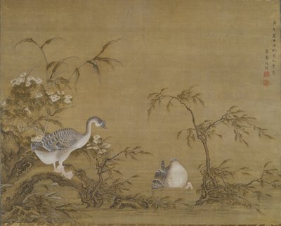 Husy na břehu řeky, dynastie Qing od Shen Kai