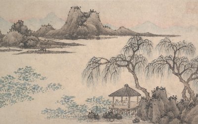 Krajina s pavilonem a vrbami. od Shen Zhou