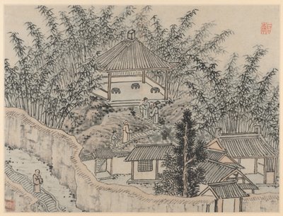 Dvanáct pohledů na Tiger Hill, Suzhou: Bambusový pavilon, Tiger Hill od Shen Zhou