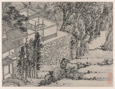 Dvanáct pohledů na Tiger Hill, Suzhou: The Enlightened Stone Retreat, po roce 1490. od Shen Zhou