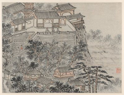 Dvanáct pohledů na Tiger Hill, Suzhou: Terasa pěti mudrců, po roce 1490. od Shen Zhou
