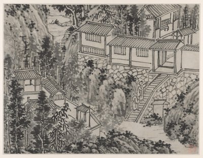 Dvanáct pohledů na Tiger Hill, Suzhou: The Pine Retreat od Shen Zhou