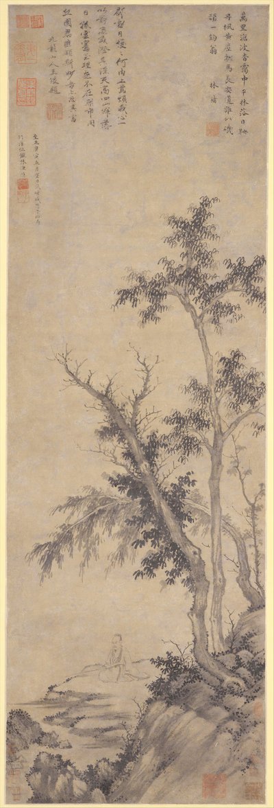 Recluse Fishing by Autumn Trees z roku 1350. od Sheng Mou