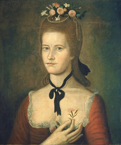Portrét dámy v červeném, c. 17851790. od Sherman Limner