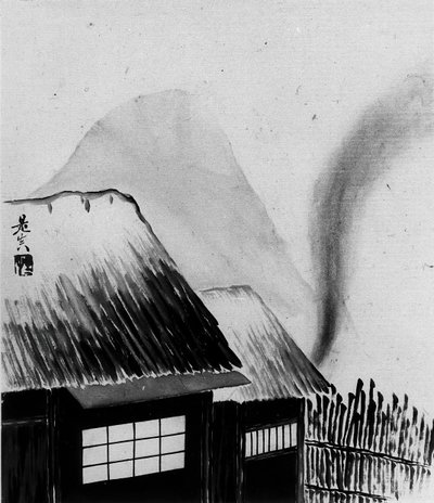 Chata a hory, 19. století. od Shibata Zeshin