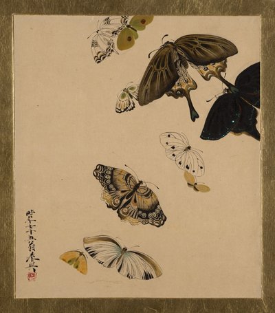 Lakované obrazy různých předmětů: Motýli, z roku 1881. od Shibata Zeshin